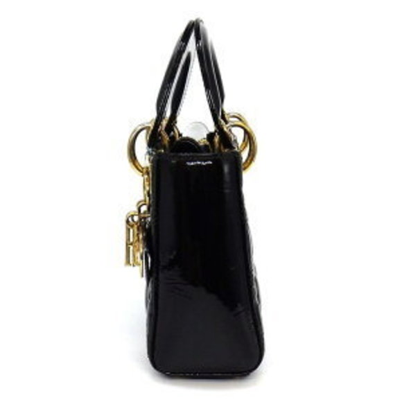 Dior Shoulder Bag Lady Mini Black Cannage Patent Calfskin Cowhide - Picture 3 of 11